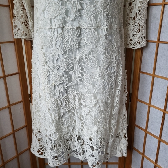 NWT RALPH LAUREN KNEE LENGTH EXCLUSIVE WINTER WHITE CROCHETED COTTON DRESS SMALL - Picture 9 of 14